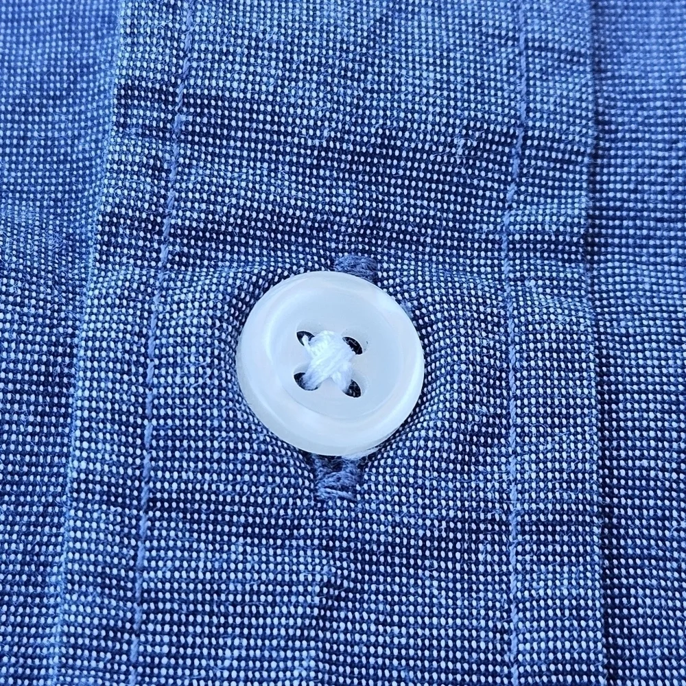 J. Crew Jeans Slim Flex Washed Muted Blue Long Sleeve Button Down Shirt Men's M